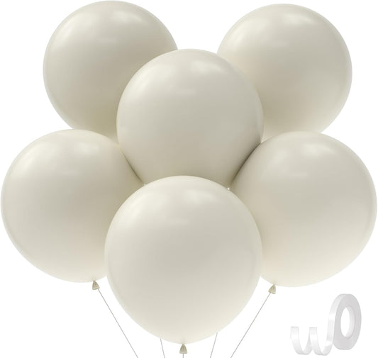 30 pcs Sand White Balloons 18 Inch - Large Thick Latex Balloon for Birthday Bridal Shower Wedding Party Decorations