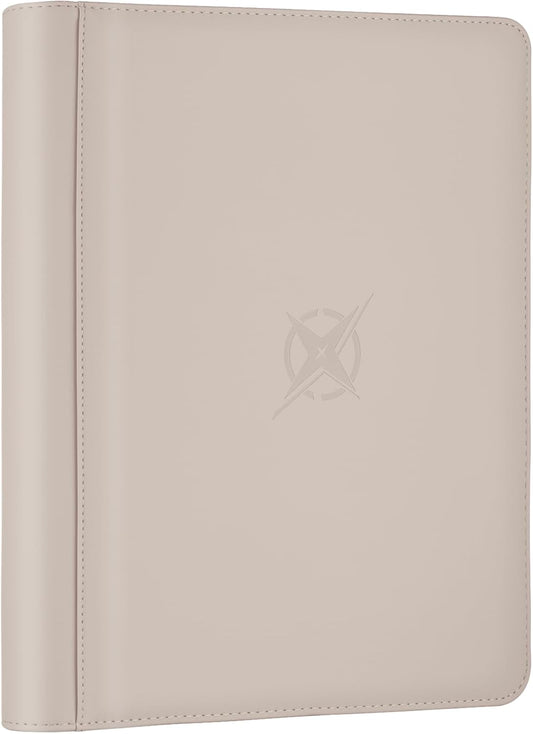 Trading Card Binder, Card Binder 9 Pocket for Trading Cards, Holds 540 Cards, Zippered Premium Card Collection Binder Album for Game Card, Sports Card, Yugioh, MTG (Ivory White)