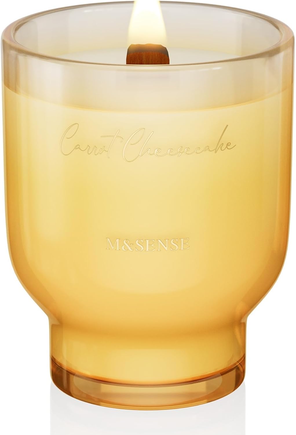 M&SENSE 16.6oz Natural Soy Large Jar Candle with Wooden Wick | Carrot Cheesecake Scent | 95-Hour Burn & Long-Lasting Burn | Easter Candle Gift