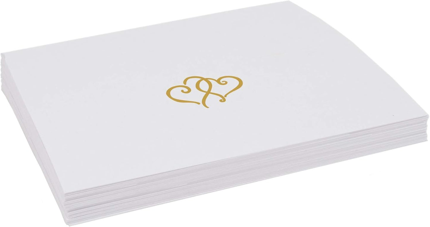 Linked Hearts Place Cards, Gold (Choose Color), Set of 25, Pre-cut and Scored - Wedding, Party, Dinner, and Special Events - Made in the USA