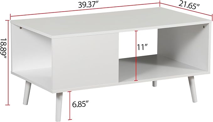 ZenStyle Mid Century Modern Coffee Table, Wooden Retro Coffee Table - Image 3