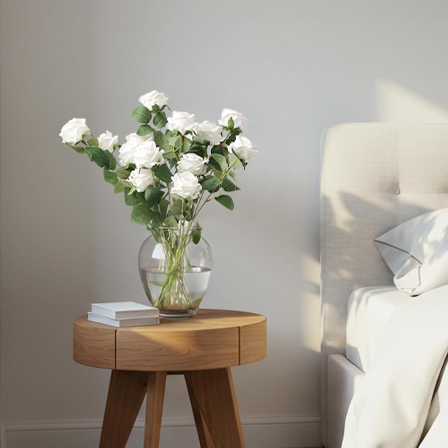 60PCS Artificial Roses Bulk, White Velvet Silk Fake Roses, Realistic White Flowers for Wedding Centerpieces, Bridal Bouquets, Home Decor, Baby Shower, Valentine's Day Party Decorations