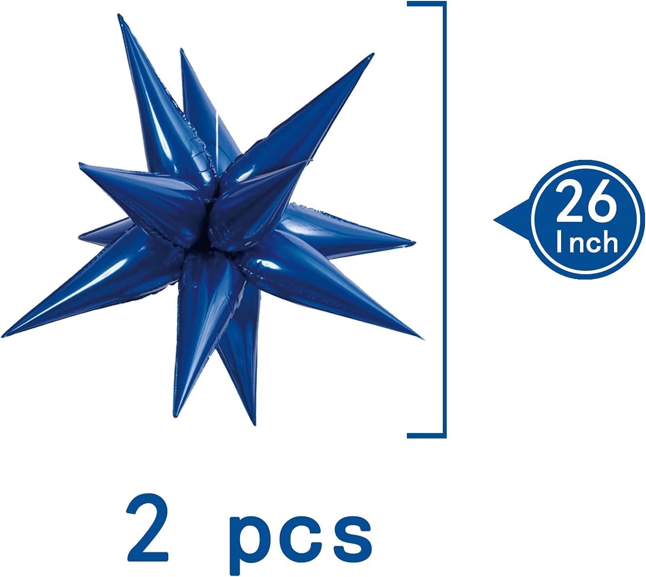 Tellpet Star Balloons Starburst Spike Shaped Balloon, 2pcs Large, Royal Blue