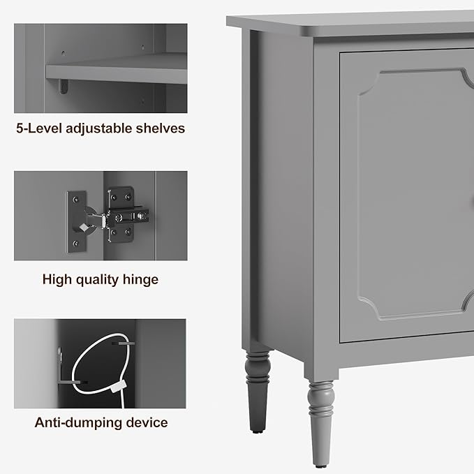 RoyalCraft Buffet Cabinet with Storage, Mid Century Modern Painted Credenza - Image 7