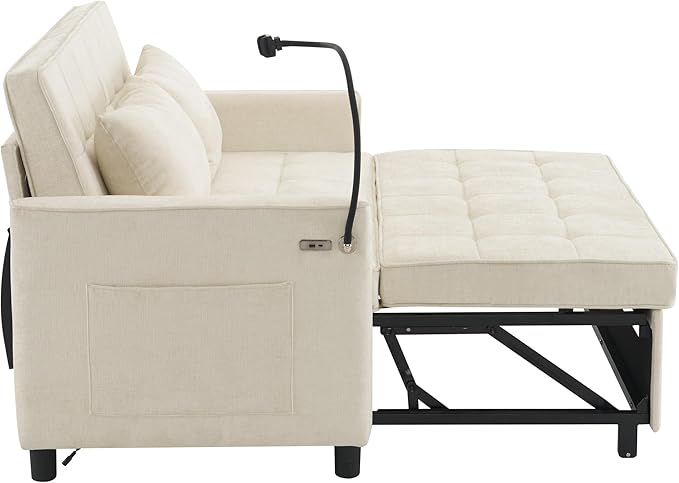 3 in 1 Convertible Sleeper Sofa Bed, 56.9" Small Pull Out Couch Bed - Image 5