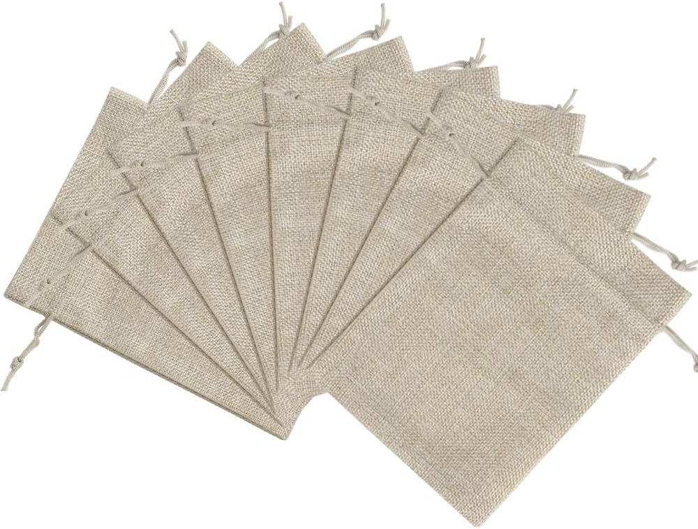 Lucky Monet 25/50/100PCS Burlap Gift Bags Wedding Hessian Jute Bags Linen Jewelry Pouches with Drawstring for Birthday, Party, Wedding Favors, Present, Art and DIY Craft (100Pcs, Cream, 4” x 6”)
