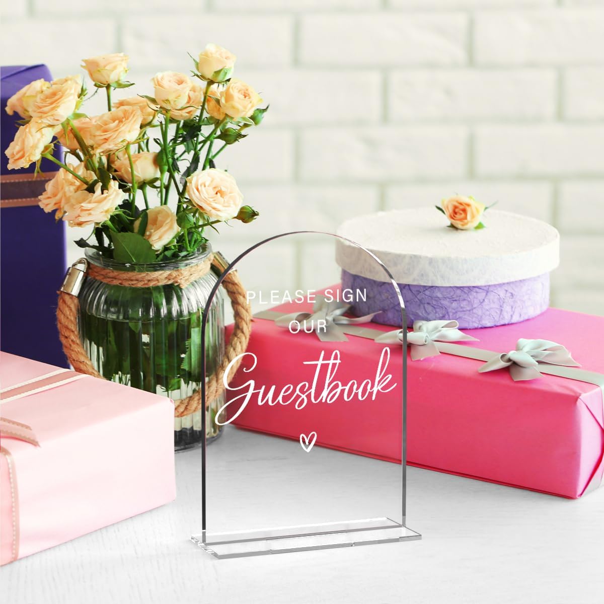 Acrylic Wedding Sign Please Sign Our Guestbook Wedding Signs for Ceremony Modern Calligraphy Arch Acrylic Table Top Sign for Wedding Reception and Event Party Table