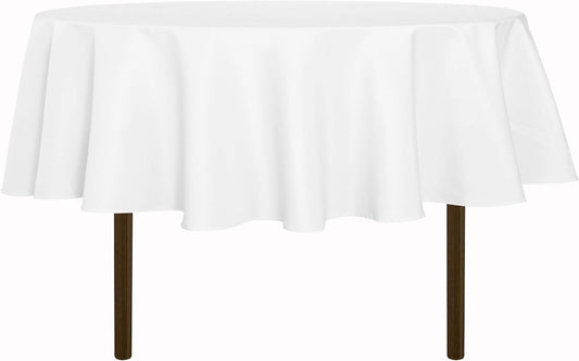 sancua Round Tablecloth - 80 Inch - Water Resistant Spill Proof Washable Polyester Table Cloth Decorative Fabric Table Cover for Dining Tables, Buffet Parties and Camping, White