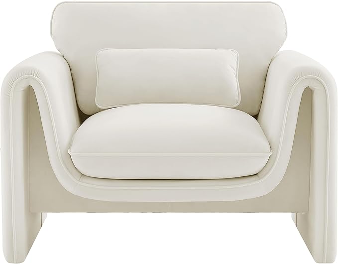 Meridian Furniture 199Cream-C Sloan Collection Modern | Contemporary Velvet - Image 5
