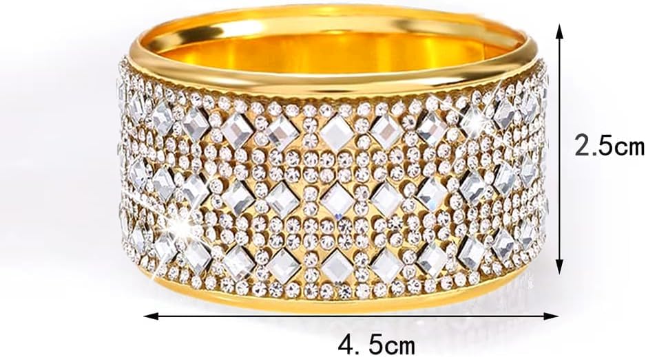 Rhinestone Napkin Ring Diamond Napkin Rings Stainless Steel Gold Crystal Napkin Holder Set of 6 for Dinner, Wedding, Party, Holiday, Banquet,Everyday Table Setting Home Decor (6, SilverGold)