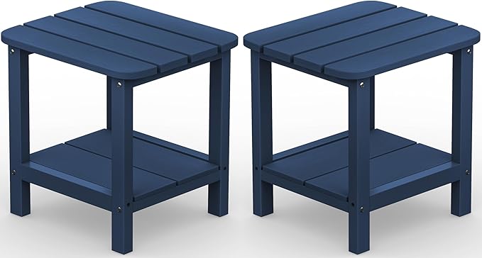 SERWALL Adirondack Table Set of 2, Outdoor Side Table- Blue by SERWALL