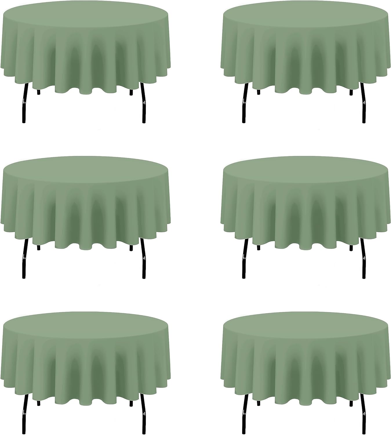 BRILLMAX 6 Pack Sage Green Round Tablecloths 90 Inch - Circle Bulk Linen Polyester Fabric Washable Table Cloth Cover for Wedding Reception Banquet Birthday Party Buffet Restaurant