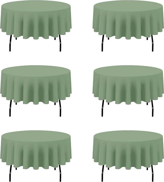 BRILLMAX 6 Pack Sage Green Round Tablecloths 90 Inch - Circle Bulk Linen Polyester Fabric Washable Table Cloth Cover for Wedding Reception Banquet Birthday Party Buffet Restaurant