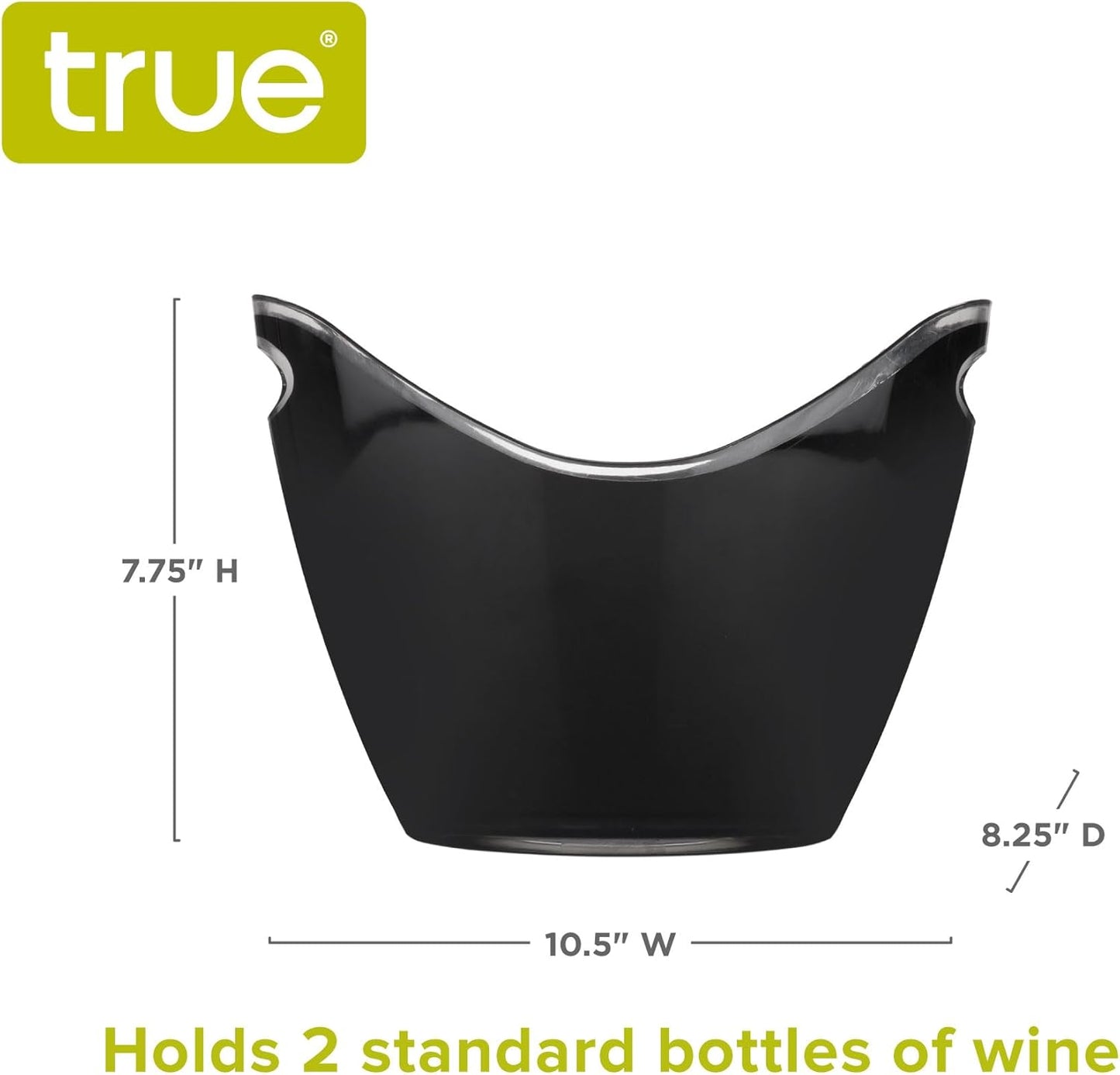 True Modern Wine & Champagne Bucket | Black Ice Beverage Tub - Indoor & Outdoor Great for Parties - 2 Bottles Capacity Champagne & Wine Chiller - 10.5" x 8.25" x 7.75"
