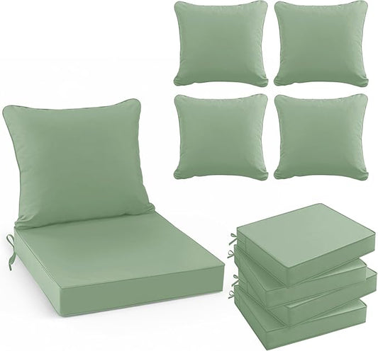 Summsun Outdoor Chair Cushions Set of 4, Waterproof Back Pillow and Seat by SUMMSUN