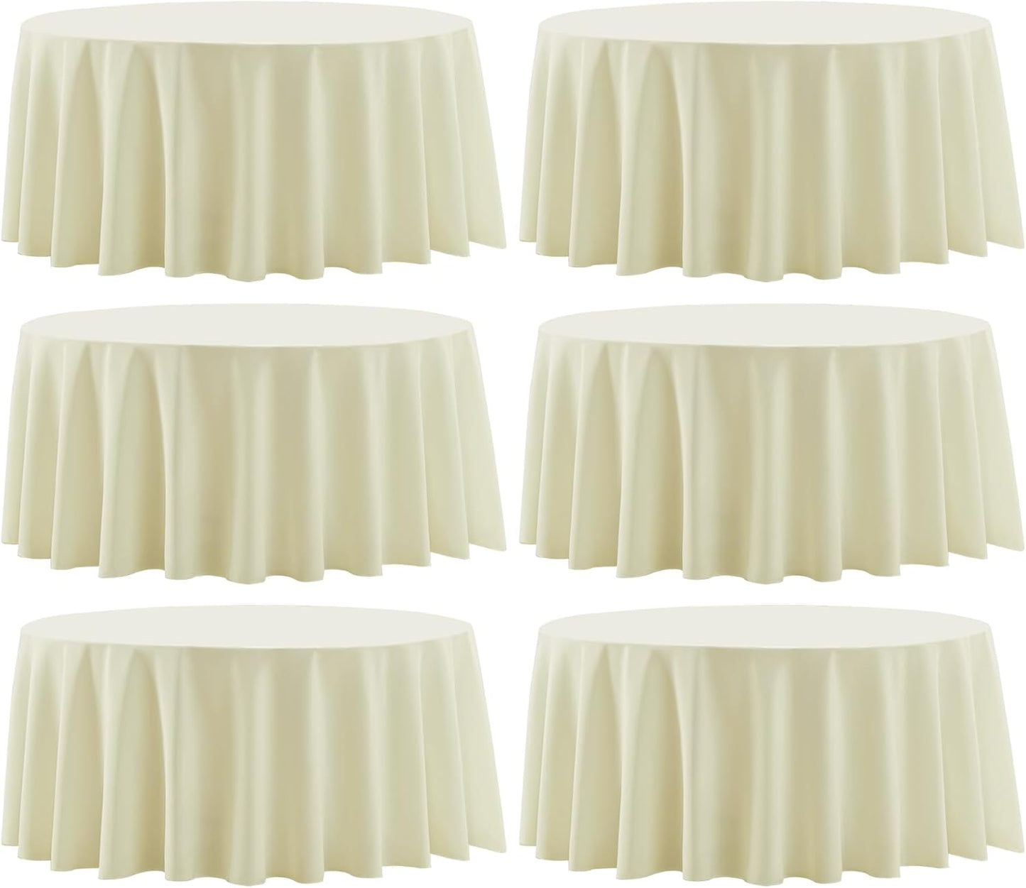 Round Tablecloth 6 Pack 108 Inch Ivory Tablecloths Washable Decorative Linen Polyester Table Clothes Cover for Dining Table Banquets Buffet Parties and Wedding