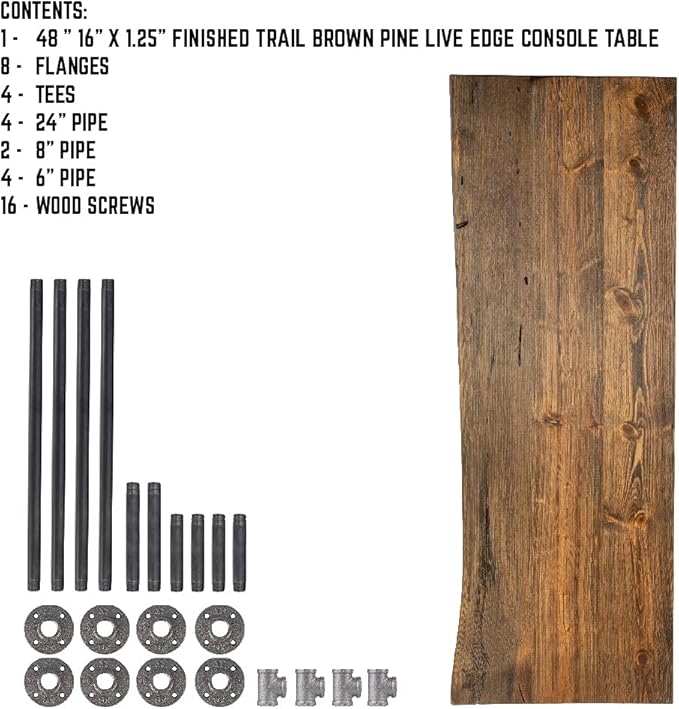 Restore by Pipe DÉCOR Live Edge Wood Console Table 48 in. x 16 in. x 34 in. - Image 8