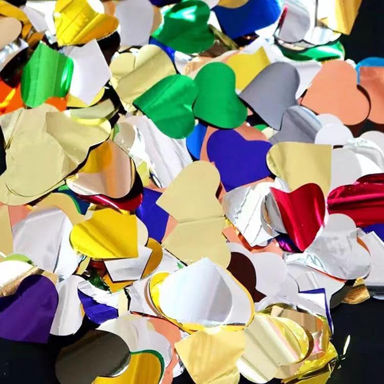 Metallic Glitter Heart Shaped Foil Confetti - Flame Retardant, Great for Birthday Parties, Concerts, Weddings & More (0.45 Pounds)
