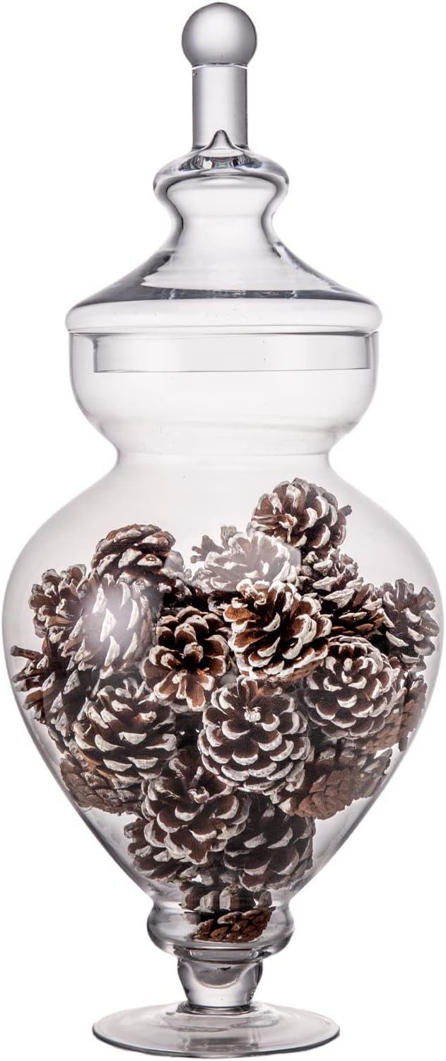 Diamond Star Large Clear Glass Apothecary Jars, Gourd Shape Candy Buffet Display, Elegant Storage Jar, Decorative Wedding Candy Organizer Canisters (Height: 15" Body: 6.7")