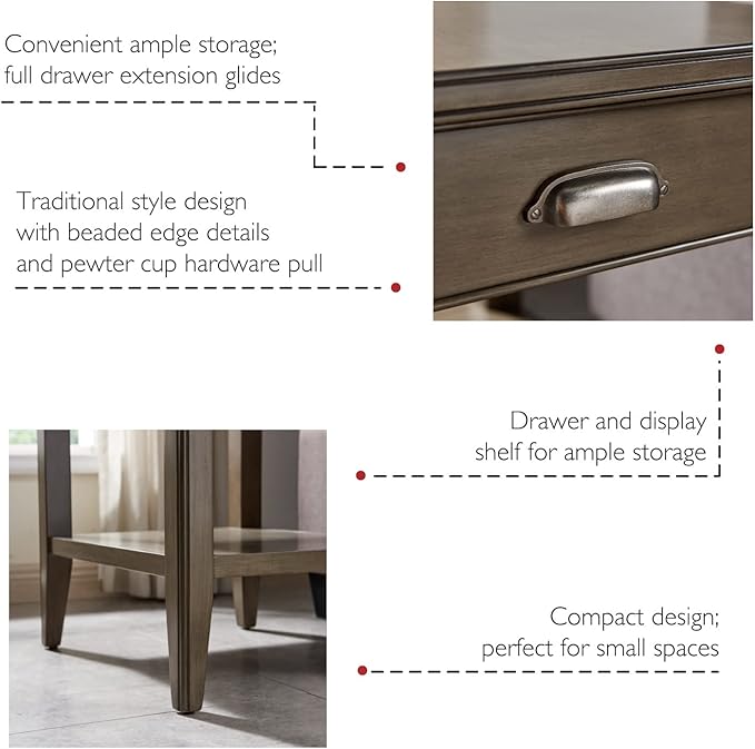 Leick Home Laurent End Table, Solid Wood, - Image 8