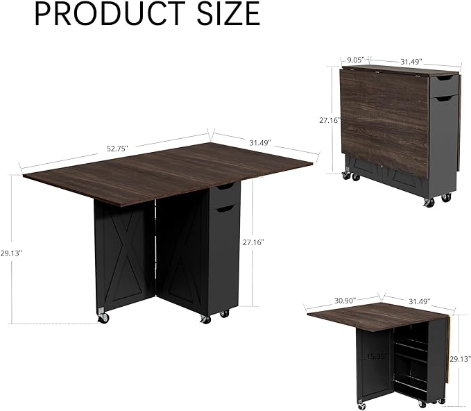 3imothrix Folding Dining Table, Small Dining Table, Space Saving Dining Table - Image 4