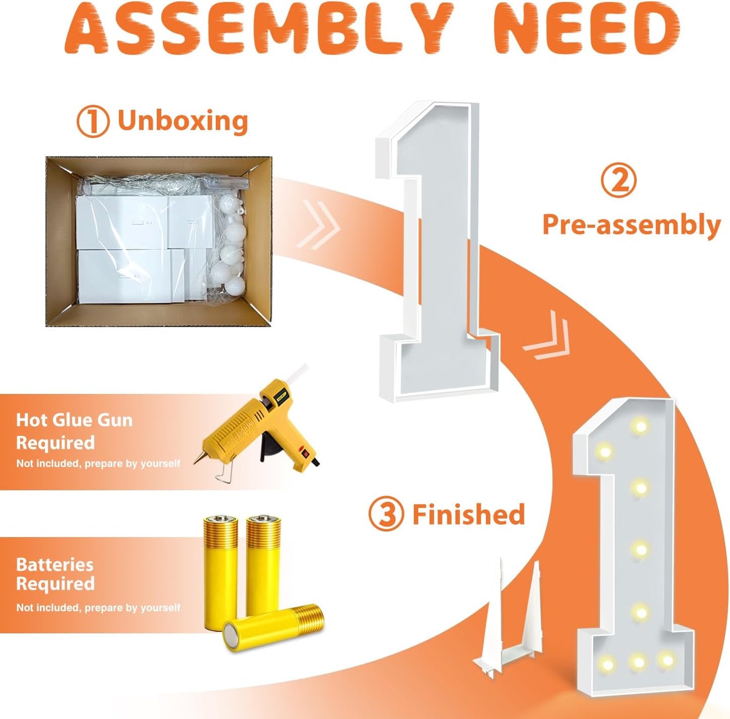 3FT Marquee Numbers 16, Large Light Up Numbers 16th Birthday Decorations for Girls Boys, Cardboard Numbers for Women Men Anniversary Party Decor Backdrop, DIY Foam Board Mosaic Number Sign