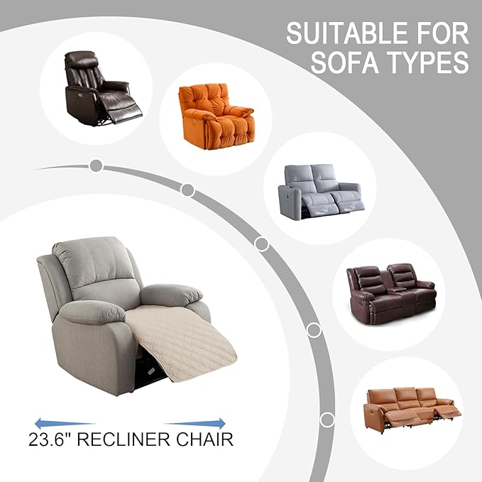 Genina Waterproof Recliner Chair Covers, Recliner Cover - Image 4