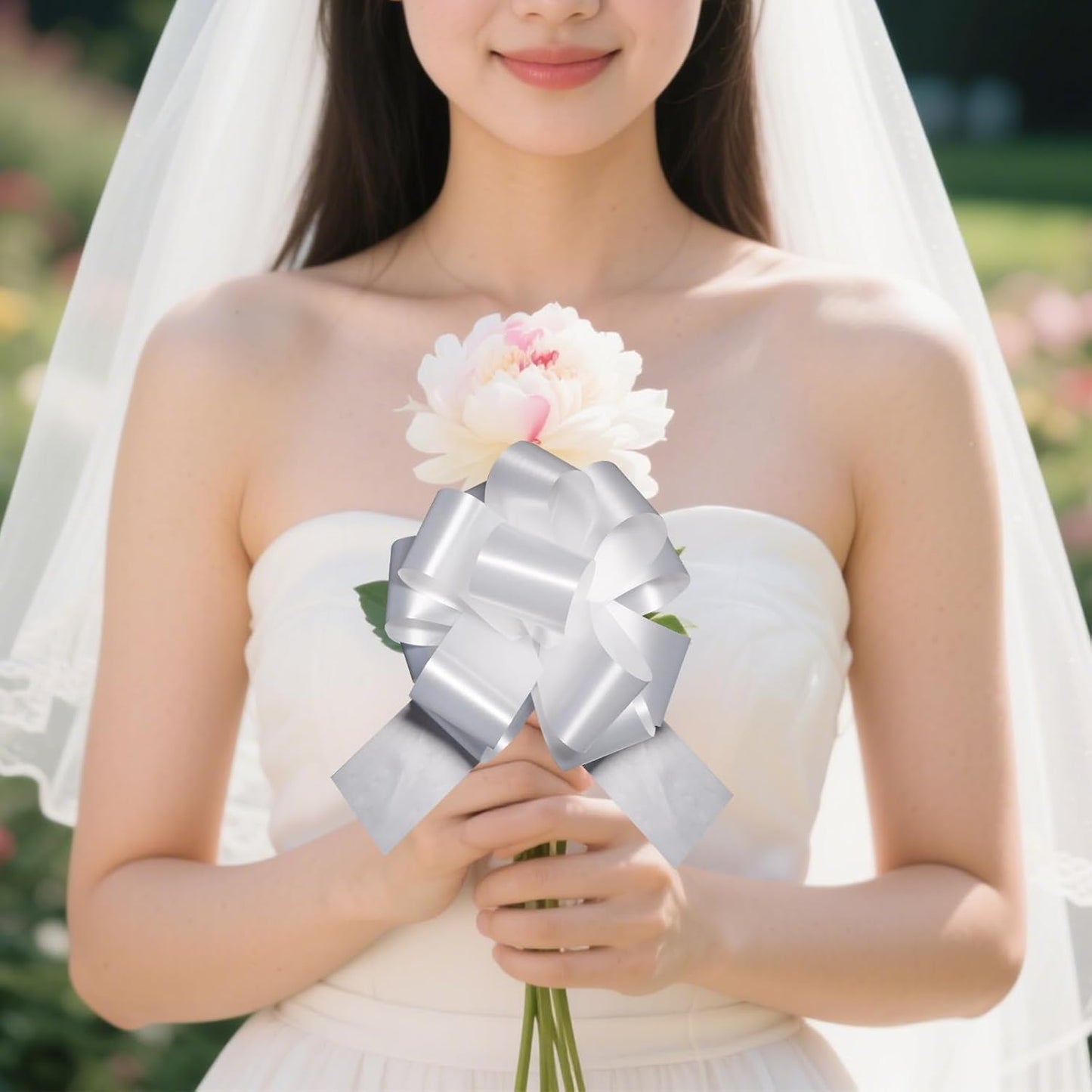 6 Pcs 6 Inch White Pull Bows, Perfect for Gift Wrapping, Gift Wrapping Baskets Wedding Christmas Party Decorations, Crafts – Quality Pull Bows for Gifts and Decorations