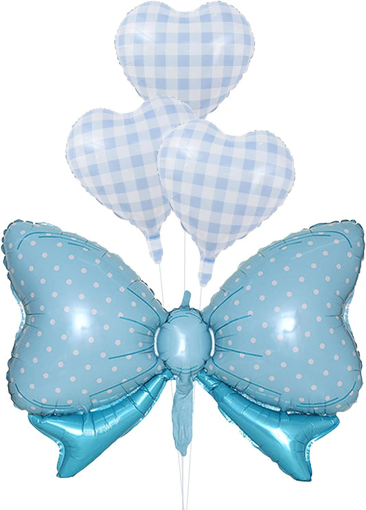 36 Inches Bow Foil Balloon Huge Bowtie Blue Balloon for Baby Shower, Wedding, Kids Theme Party Decoration (Blue 3)