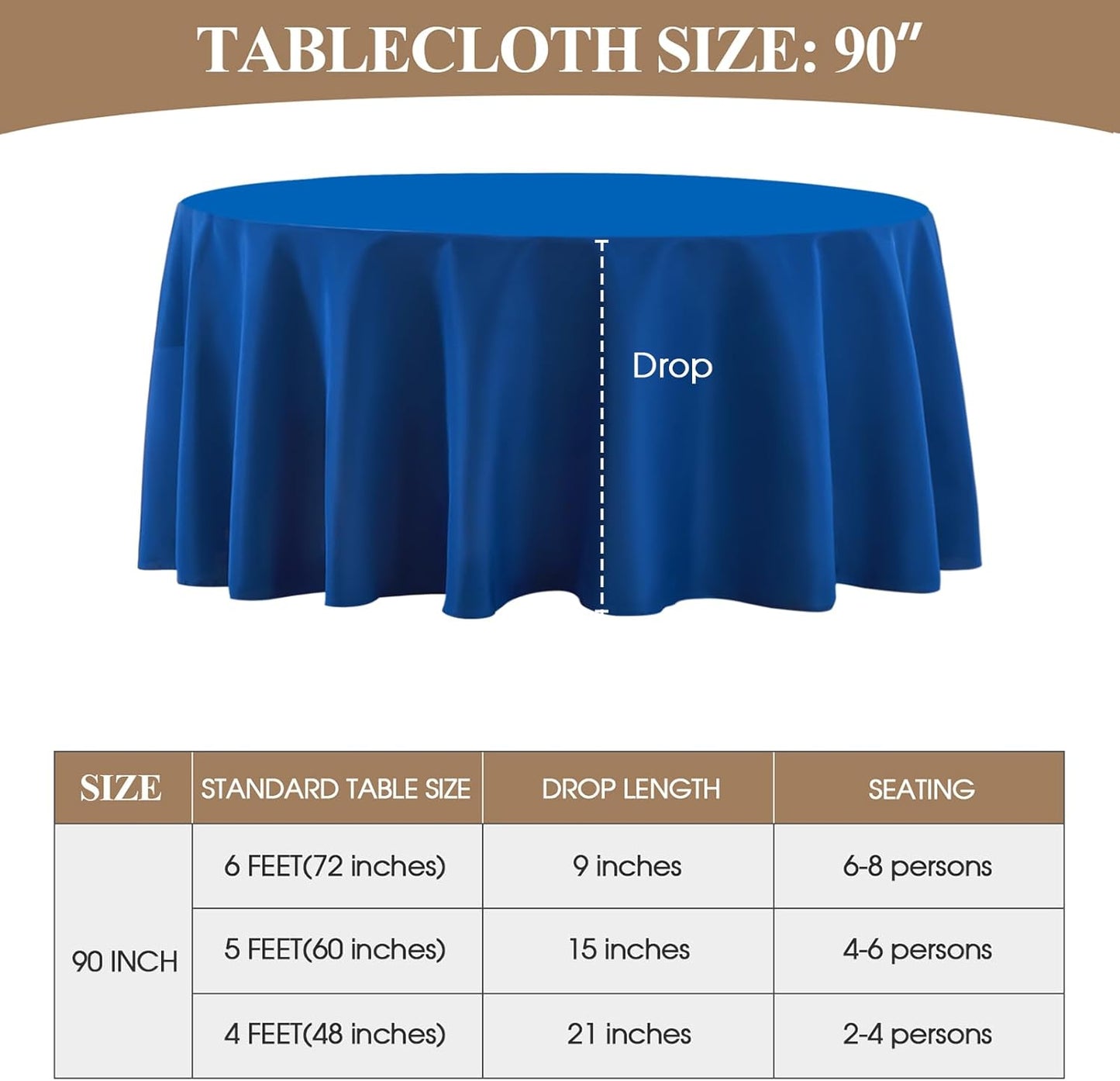 Round Tablecloth 6 Pack 90 Inch Royal Blue Tablecloths Washable Decorative Linen Polyester Table Clothes Cover for Dining Table Banquets Buffet Parties and Wedding