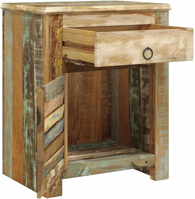 vidaXL End Table w/ 1 Drawer 1 Door Reclaimed Wood Side Storage Cabinet Stand by vidaXL