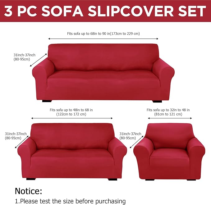 Peryiter 3 Pcs Couch and Loveseat Covers Set Sofa Cover - Image 2
