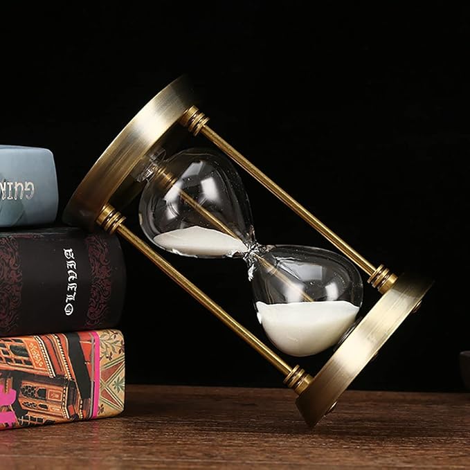 Embossed White Sand Metal Glass Hourglass - Image 6