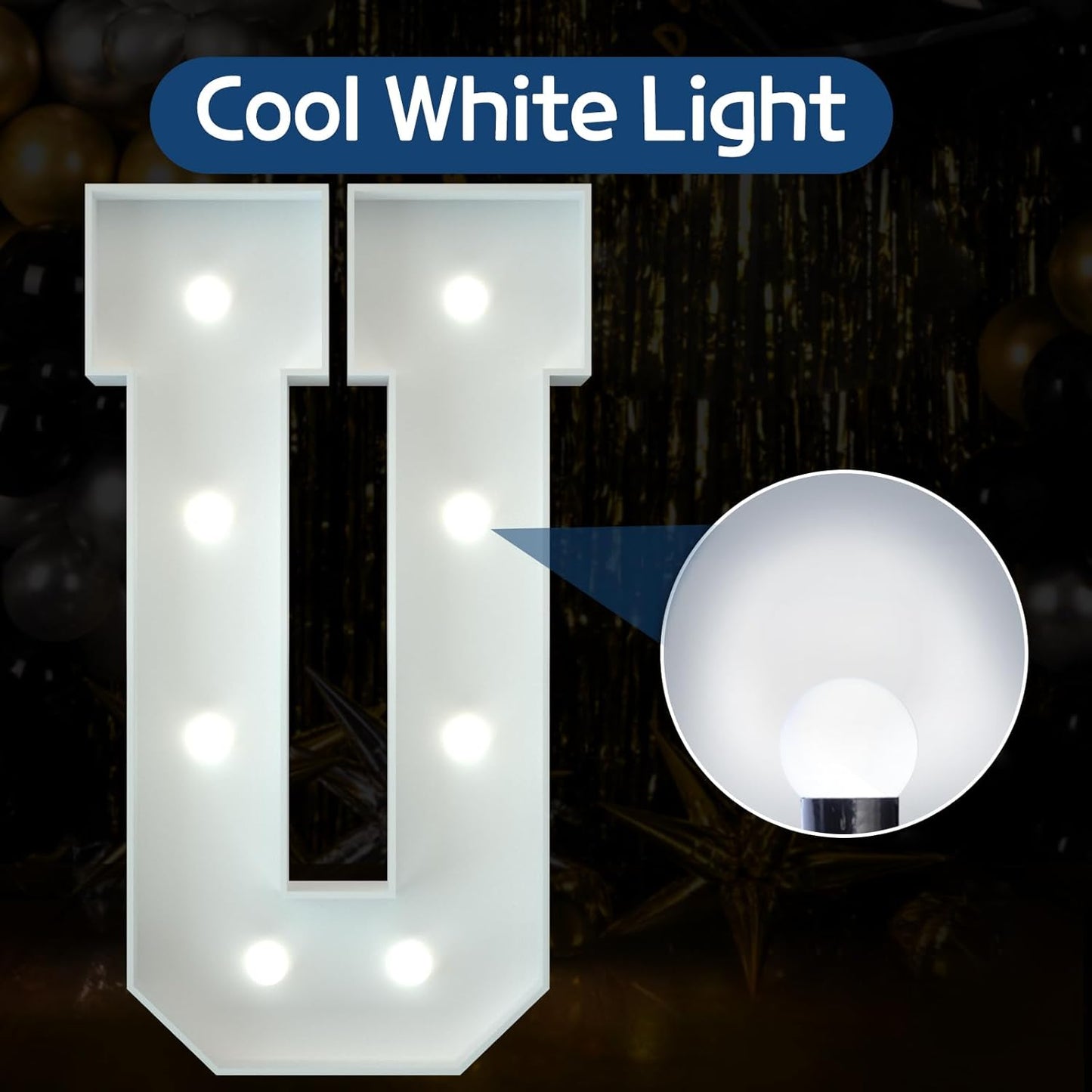 Marquee Letters 3 Feet Tall Large Light Up Letters Baby Shower Decorations Wedding Engagement Proposal White Party Decorations Marry Me Sign Big Cardboard Backdrop U