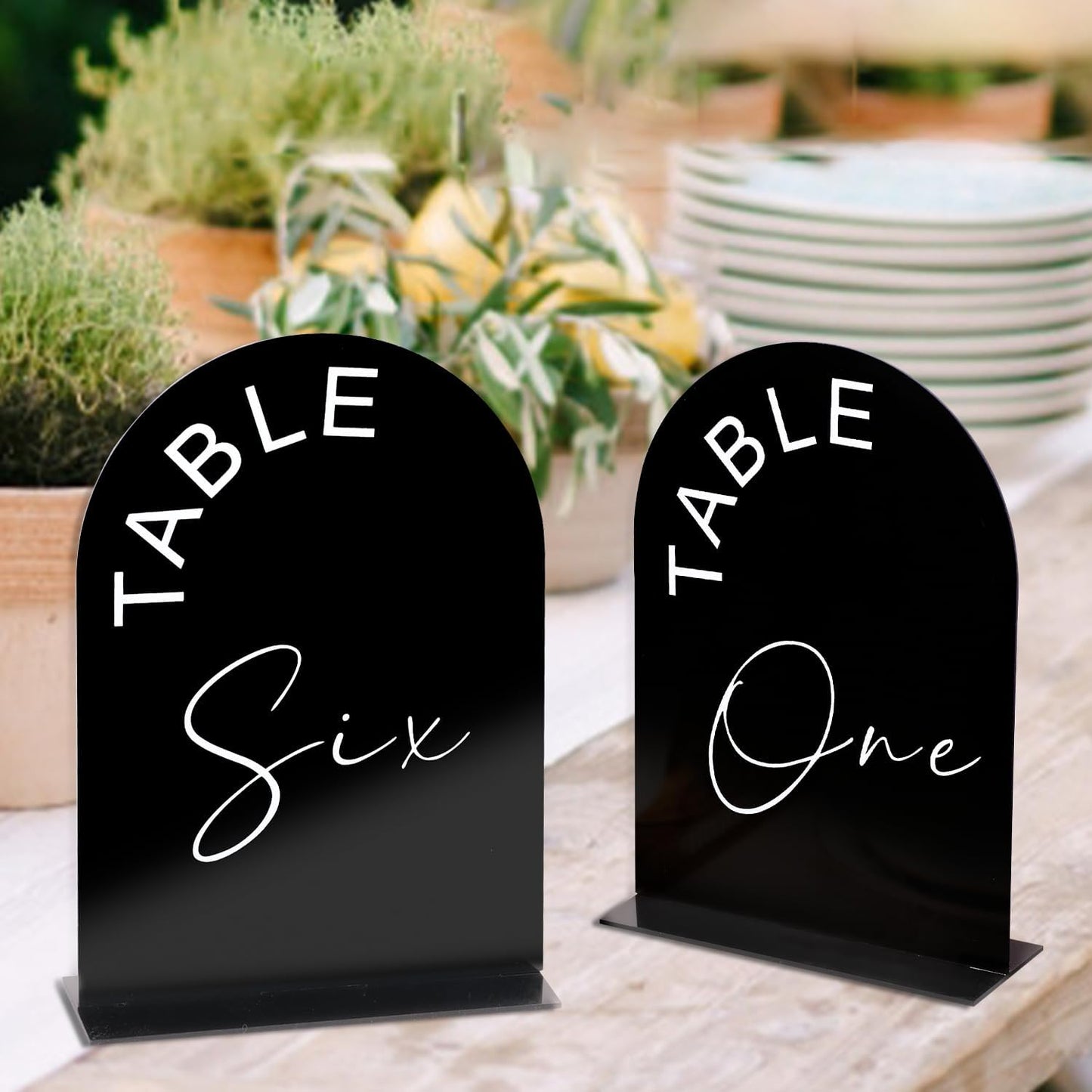 Black Arch Wedding Table Numbers 1-20 with Stands, 5x7 Inch Acrylic Arch Sign with Holder for Wedding Reception Table Centerpiece Decoration