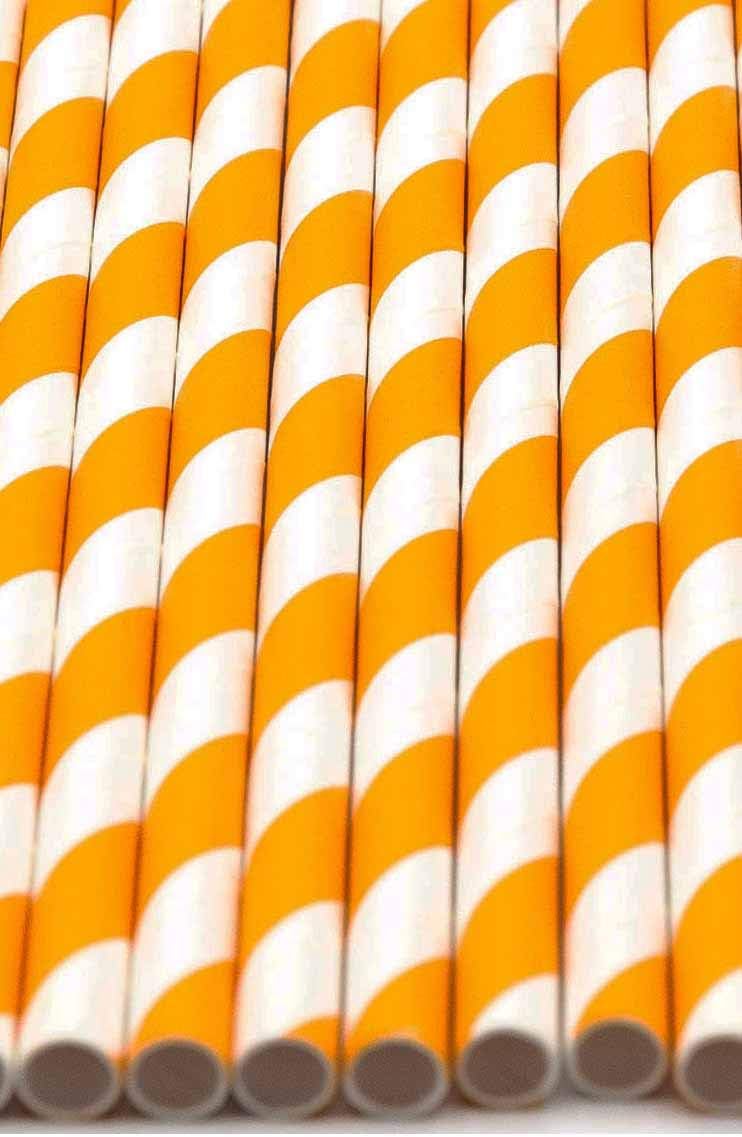 Pack of 150 Orange Swirls Biodegradable 4-Ply Paper Drinking Straws (Compostable, Non-toxic, BPA-free)