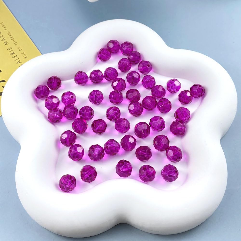 200 PCS 6mm Crystal Glass Beads Round Multiple Faceted Loose Spacer Glass Beads for DIY Handcrafte Bracelet Necklace Earring Jewelry Making(Rose)