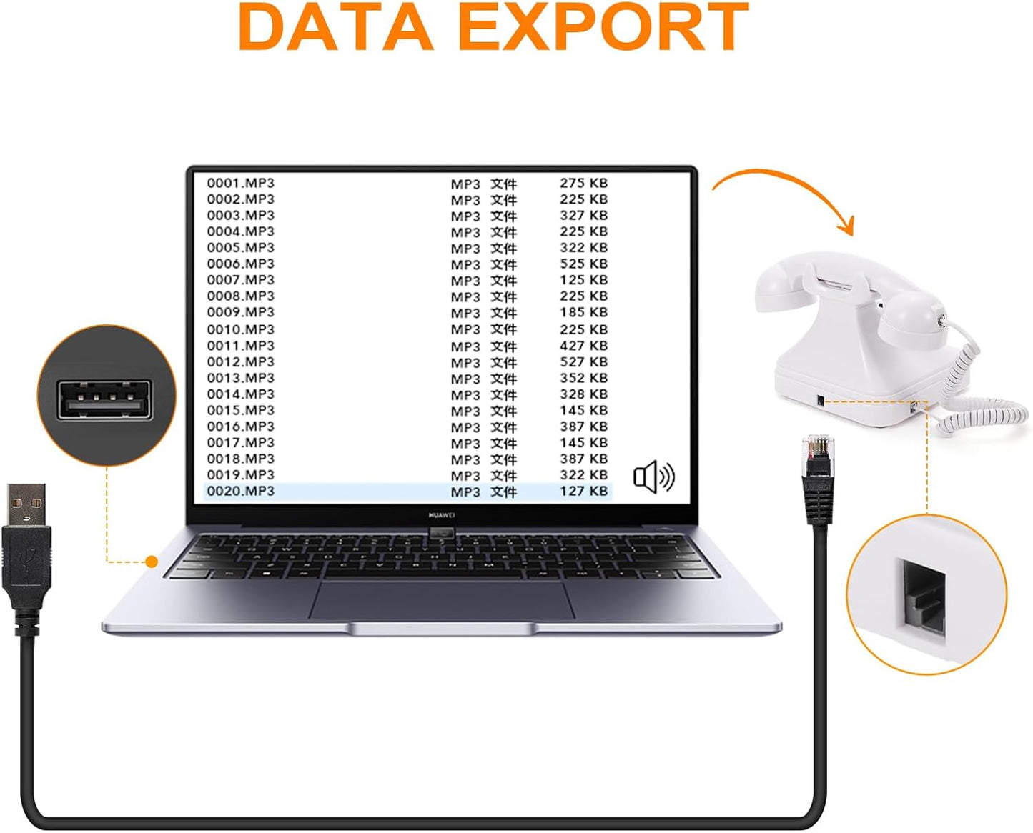 Guest Book Audio Wedding Phone,Record Voice Messages,Retro Guest Book for Wedding or Birthday Party Message Voicemail,Save The Blessings of Your Relatives and Friends（White）