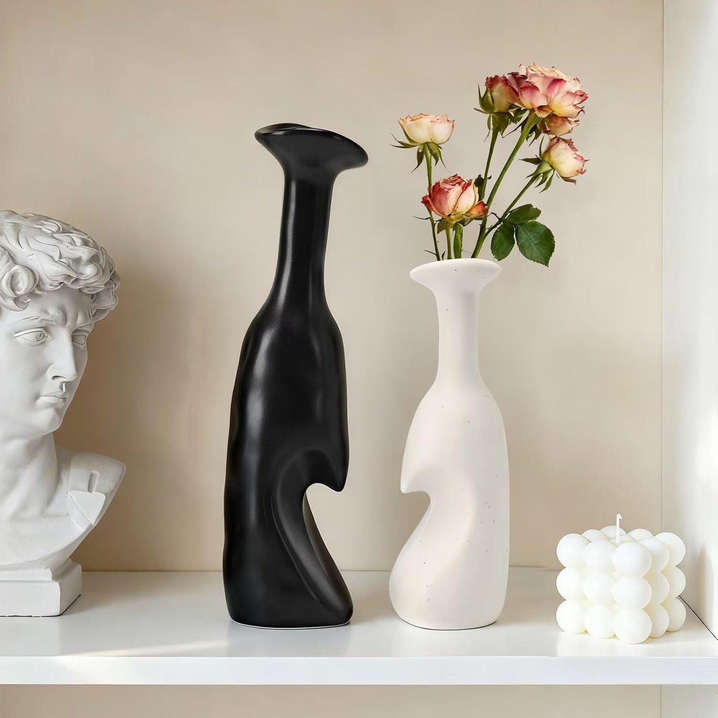 Heart Shaped Small Ceramic Vases Set of 2 Home Decor Boho Vase Modern Matte Flower Vase Minimalist Decorative Vase for Wedding Gift Dining Coffee Table Book Shelf Office Décor