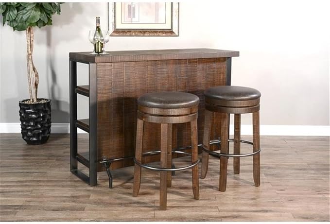 Pemberly Row 3-Piece Set with Gorgeous Bar Unit and 2 Backless Swivel BarStools - Image 5