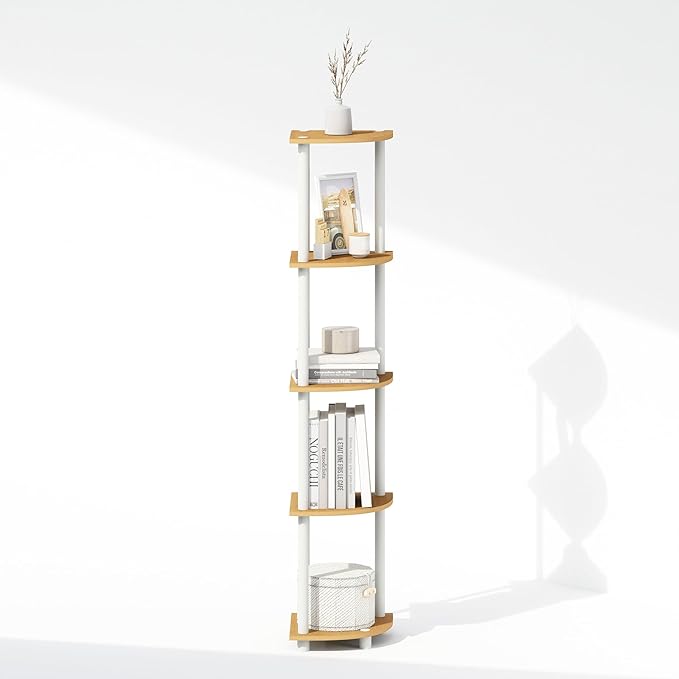 Furinno Turn-N-Tube Storage Shelves, 5-Tier Book Shelf, Corner Shelf, Toolless - Image 8