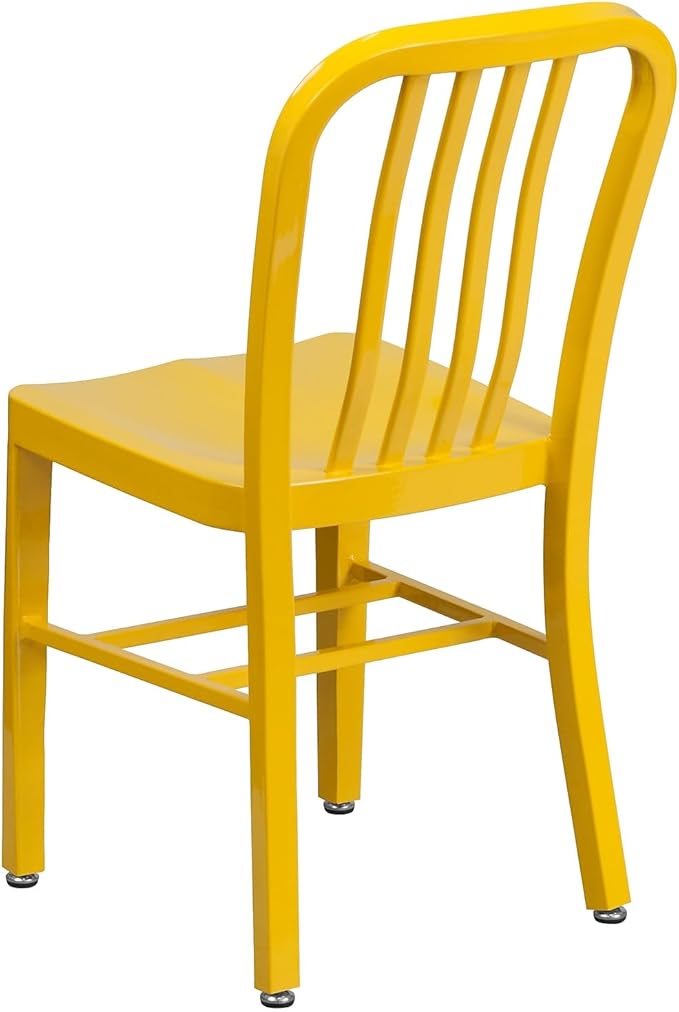 Flash Furniture Gael Commercial Grade 2 Pack Yellow Metal Indoor-Outdoor Chair - Image 7