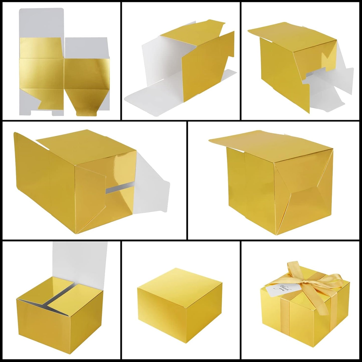 COTOPHER Small Gift Boxes 10 Pack 6x6x4 inches Gold Gift Boxes with Lids for Gifts, Crafting, Wedding Party Favor, Cupcake Box, Candy, Bridesmaids Proposal Box