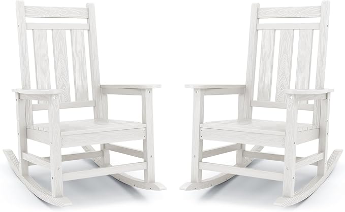 KINGYES Oversized Outdoor Rocking Chair Set of 2, All-Weather Patio Rocking by KINGYES
