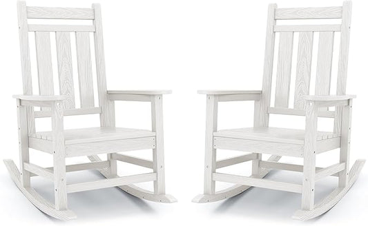 KINGYES Oversized Outdoor Rocking Chair Set of 2, All-Weather Patio Rocking by KINGYES
