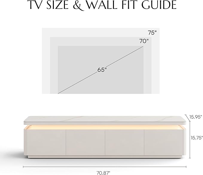 POVISON Fully Assembled 71" Mid-Century Modern TV Stand - Image 6