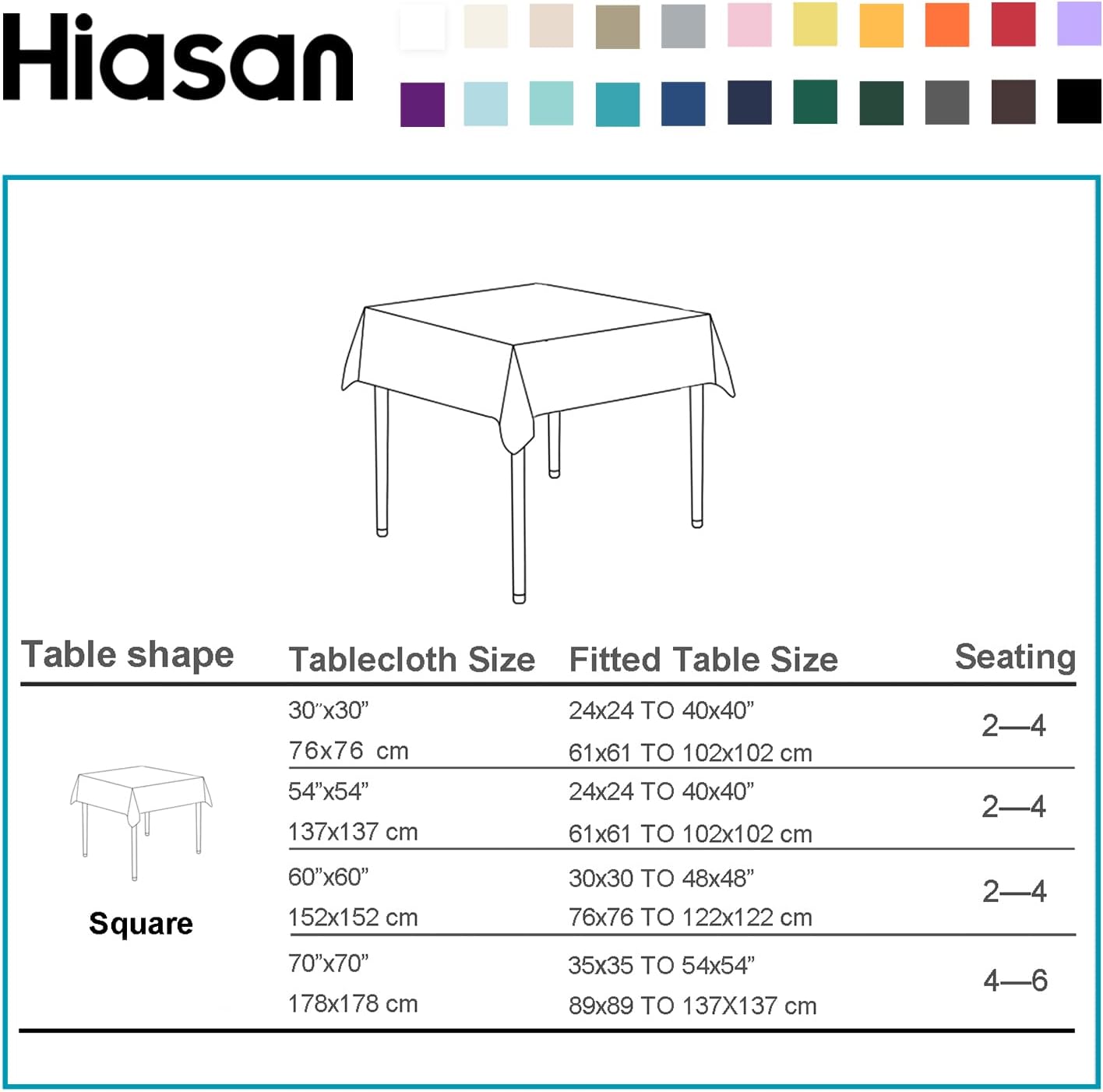 Hiasan 2 Pieces White Square Tablecloth - Waterproof and Spillproof Restaurant Washable Polyester Table Cloth for Dining Room, 54 x 54 Inch