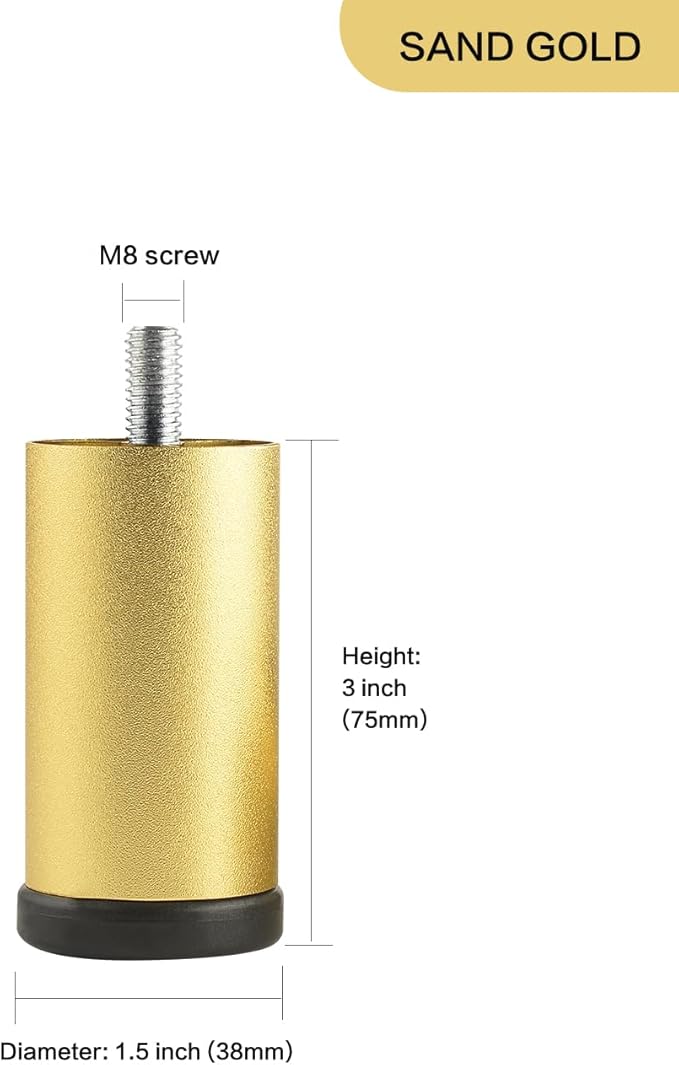 4 Pack Gold Furniture Legs 3 Inch Dresser Support Feet Metal Cabinet Adjustable - Image 2