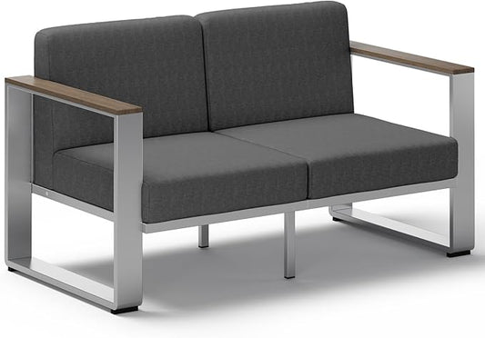 Outdoor Aluminum Loveseat, Modern Patio Patio Furniture by ComfCove