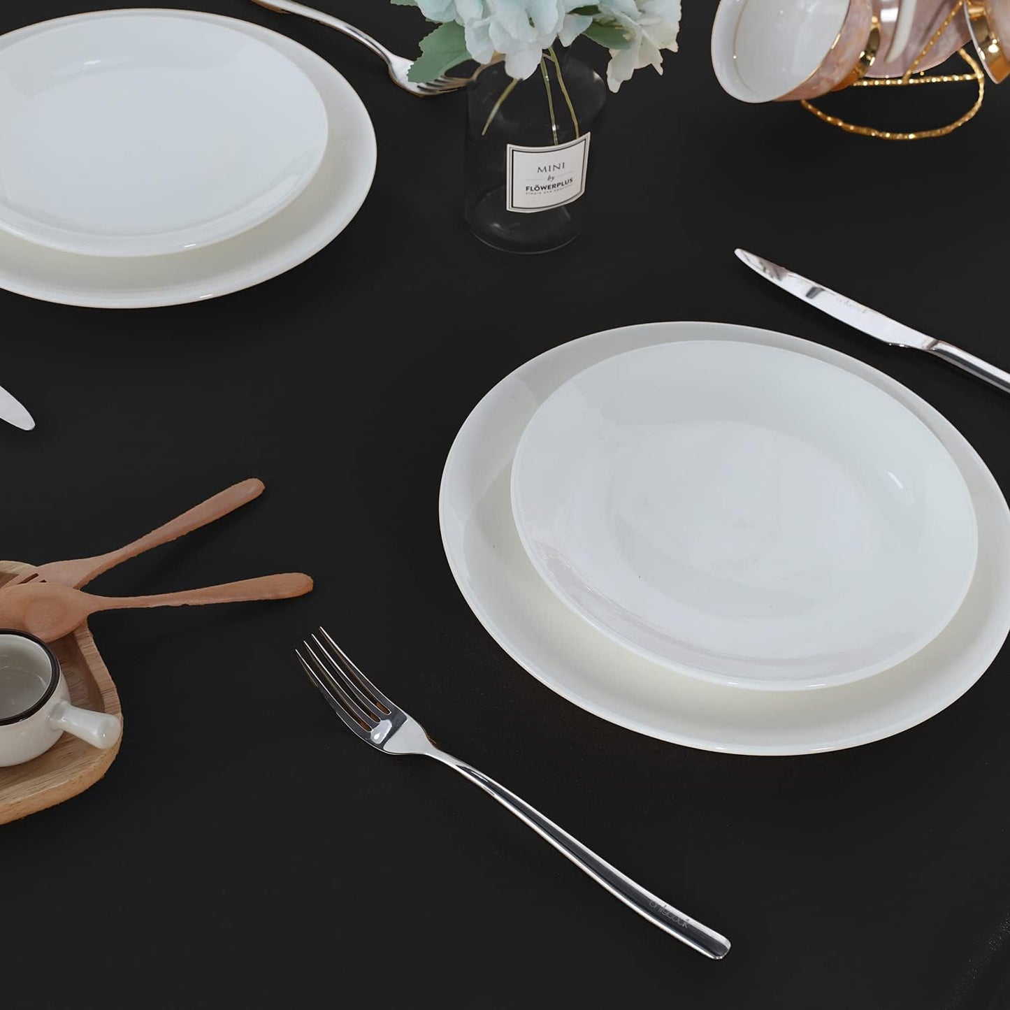 Fitable Rectangle Tablecloth Stain and Wrinkle Resistant Washable Polyester Table Cloth for Buffet Parties and Camping (60x102 inch, Black)